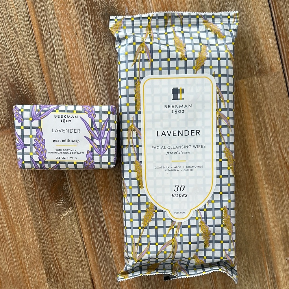 Beekman 1802 Lavender Soap and Wipes Set